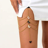 Butterfly Pendant Leg Tassel Chain for Women Body Jewelry