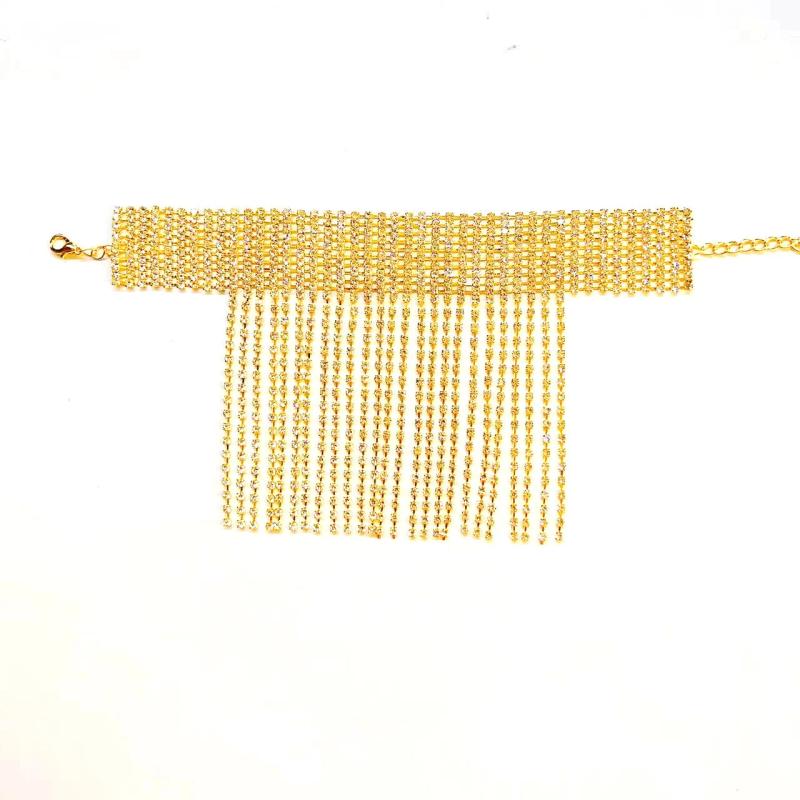 Rhinestone Tassel Charm Anklet for Women
