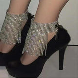 Rhinestone Tassel Charm Anklet for Women