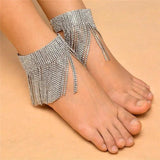 Rhinestone Tassel Charm Anklet for Women