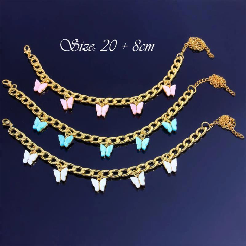 Butterfly Anklet Bracelet Acrylic Chain Jewelry Gift H9