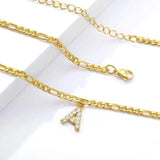 Stainless Steel Initials Anklet with Zircon - Direct Sales