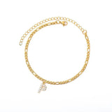 Stainless Steel Initials Anklet with Zircon - Direct Sales