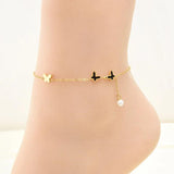 Butterfly Pearl Stainless Steel Anklet Tassel Bridage Party Ornament