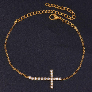 Stonefans Rhinestone Cross Anklet Bracelet