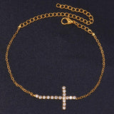 Stonefans Rhinestone Cross Anklet Bracelet