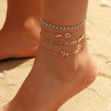 Bohemian Metal Chain Beads Anklet Bracelet for Women
