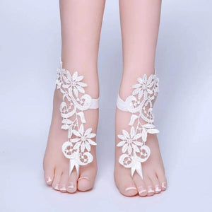 Lace Foot Chain Anklet Bridal Beach Wedding Barefoot Sandals Women