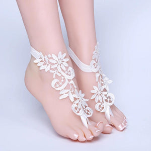 Lace Foot Chain Anklet Bridal Beach Wedding Barefoot Sandals Women