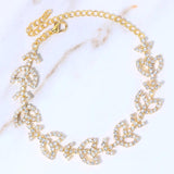 Stonefans Rhinestone Leaf Anklet Bracelets for Beach Women