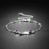 Garilina Inlaid Purple CZ Silver Anklet AB2050