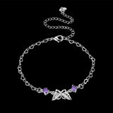 Garilina Inlaid Purple CZ Silver Anklet AB2050