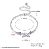 Garilina Inlaid Purple CZ Silver Anklet AB2050
