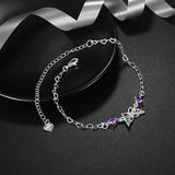 Garilina Inlaid Purple CZ Silver Anklet AB2050