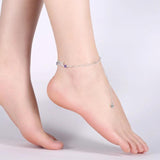 Garilina Inlaid Purple CZ Silver Anklet AB2050