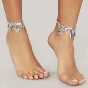 Rhinestone Tassel Anklet Foot Jewelry Beach Sandals Charms Anklet Women