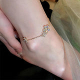 Flowers Anklet Beach Jewelry Adjustable Foot Anklet Chain for Women Teens Girls