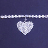 Stonefans Rhinestone Chain Heart Charm Anklet for Women