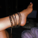 Vintage Golden Cuba Link Chain Anklet Men Women Barefoot Foot Jewelry