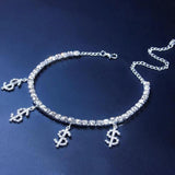 Rhinestone US Dollar Pendant Charms Anklet Foot Chain Jewelry