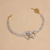 Rhinestone Double Heart Anklet Leg Chain Jewelry