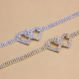 Rhinestone Double Heart Anklet Leg Chain Jewelry