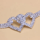 Rhinestone Double Heart Anklet Leg Chain Jewelry