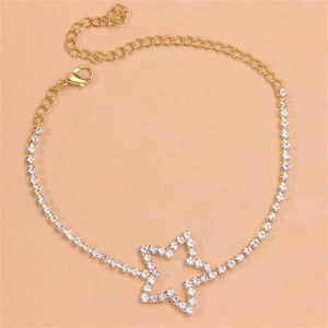 Boho Rhinestone Star Anklet Bracelet Beach Accessory