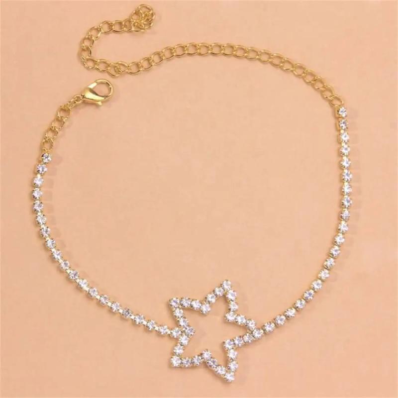 Boho Rhinestone Star Anklet Bracelet Beach Accessory
