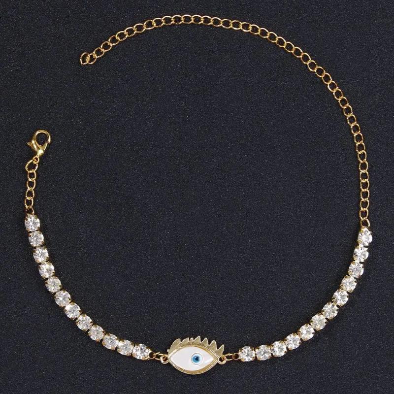 Rhinestone Chain Lady Anklet Demon Eye Design