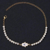 Rhinestone Chain Lady Anklet Demon Eye Design