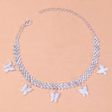 Stonefans Ins Butterfly Anklet Rhinestone Charm Foot Chain Beach Accessories