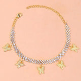 Stonefans Ins Butterfly Anklet Rhinestone Charm Foot Chain Beach Accessories