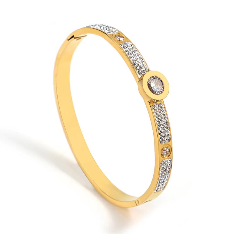 Stainless Steel Evil Eyes Crystal Bangle Bracelets for Women
