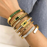Stainless Steel Evil Eyes Crystal Bangle Bracelets for Women