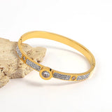 Stainless Steel Evil Eyes Crystal Bangle Bracelets for Women