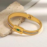 Stainless Steel Evil Eyes Crystal Bangle Bracelets for Women