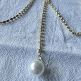 Bohemian Rhinestones Leg Chain Pearl Pendants Thigh Harness