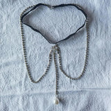 Bohemian Rhinestones Leg Chain Pearl Pendants Thigh Harness