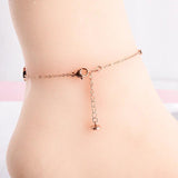 Stainless Steel Chain Anklets Roman Numerals Ceramic Charm Crystal