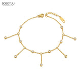 Crystal Chain Link Anklets Stainless Steel Summer Foot Jewelry