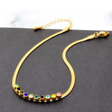 Gems Anklet Flat Chain for Women Plated Rhinestone Adjustable