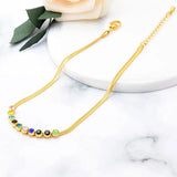 Gems Anklet Flat Chain for Women Plated Rhinestone Adjustable