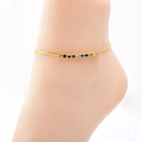 Gems Anklet Flat Chain for Women Plated Rhinestone Adjustable