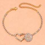Heart Rhinestone Anklet with Dollar Sign Charm
