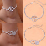 Heart Rhinestone Anklet with Dollar Sign Charm