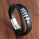 Stainless Steel Leather Bracelet for Men