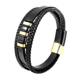Stainless Steel Leather Bracelet for Men