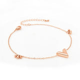 Stainless Steel V Letter Anklet Round Beads Charm Chain Sandal Beach Jewelry