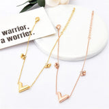 Stainless Steel V Letter Anklet Round Beads Charm Chain Sandal Beach Jewelry